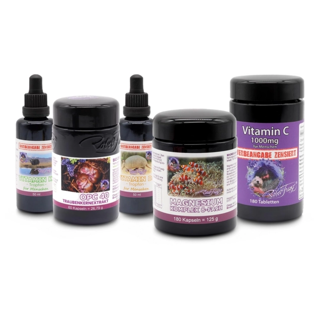 Kombi Paket Robert Franz, Vitamin D3, Vitamin K2, OPC 40, Vitamin C1000, Magnesium Komplex